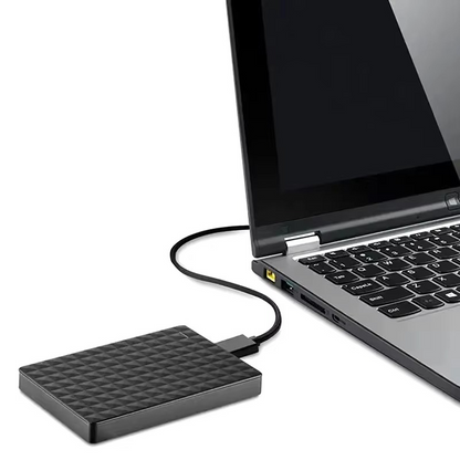 BowLift external hard drive with USB 3.0 port, portable storage device featuring a durable design and sleek black finish.