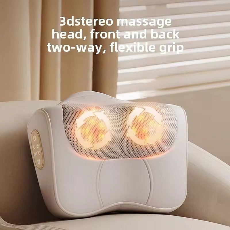 Belro neck massager pillow in black, designed for soothing neck and shoulder relaxation with ergonomic shape and soft fabric.
