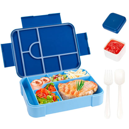 DecorsDeluxe Bento Lunch Box with 7 compartments, 1330ml capacity, leak-proof design, includes cutlery for meal prep and storage.