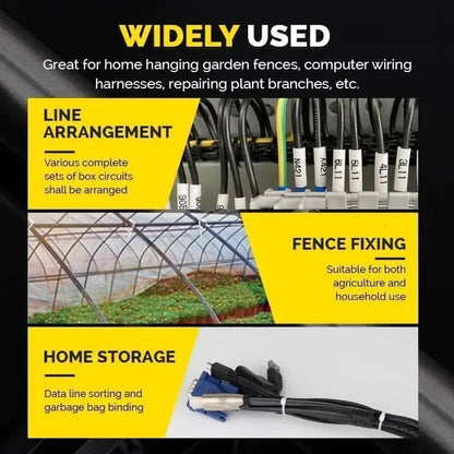 Mivoza self-locking cable ties with screw hole, UV-resistant, 22kg tensile strength, ideal for cable management and electrical projects.