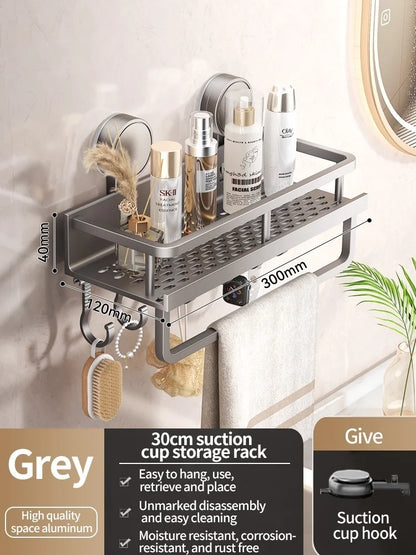 Mivoza suction cup bathroom shelf in three sizes, waterproof wall mount for shower storage, no drill required, bathroom organization