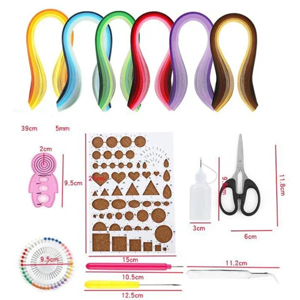 Belro DIY paper quilling template for clothing design, showcasing intricate paper strips and creative pattern layout.