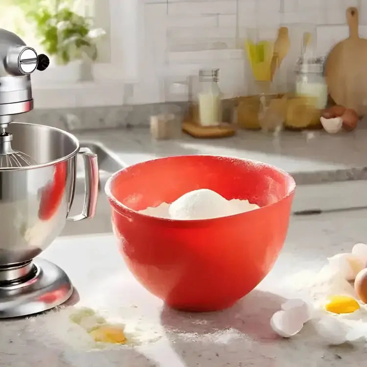 Mivoza silicone stand mixer bowl insert in black, non-stick and easy to clean, ideal for baking and mixing.