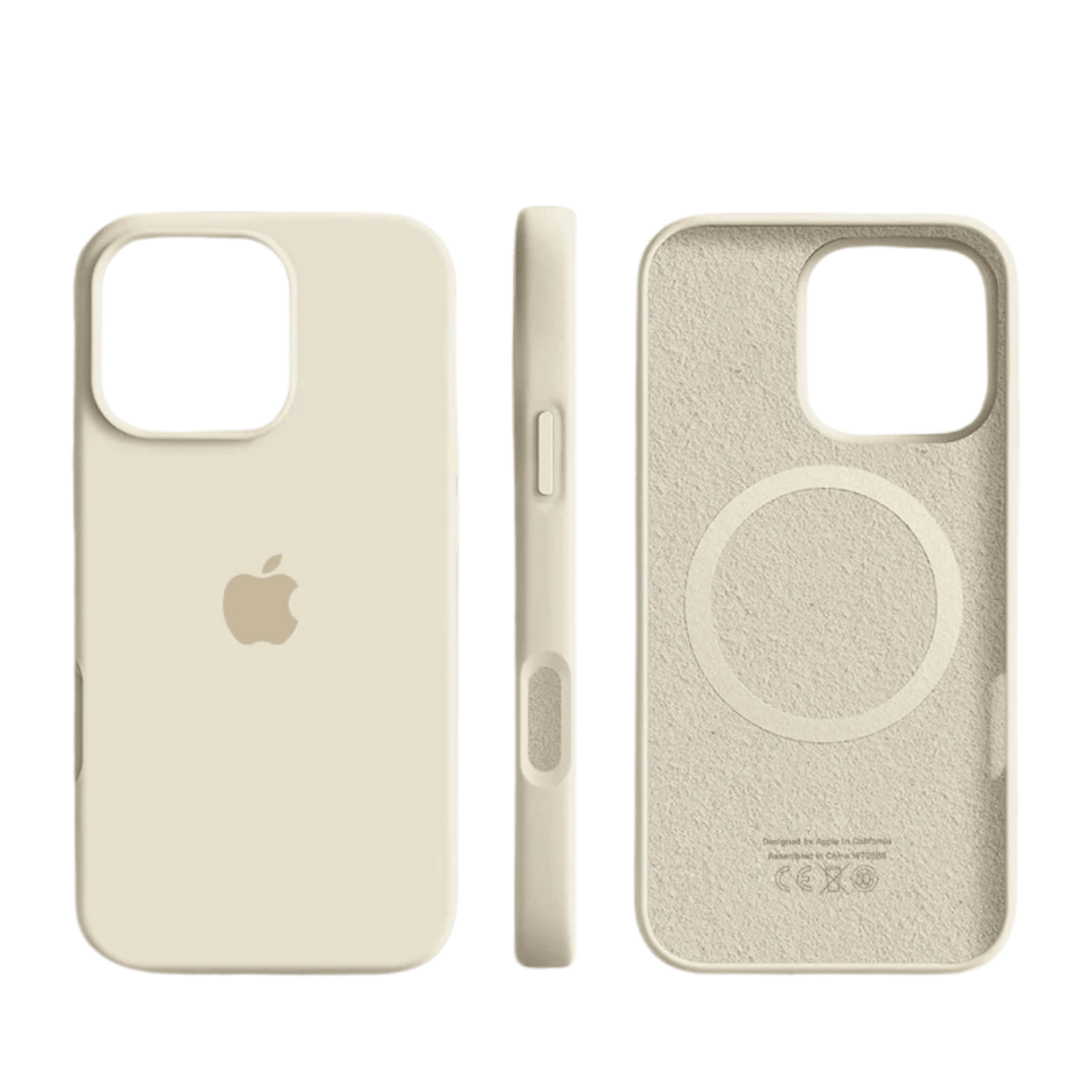 Silicone MagSafe-compatible iPhone case by BowLift with soft-touch finish, featuring a sleek silver design and magnetic attachment.