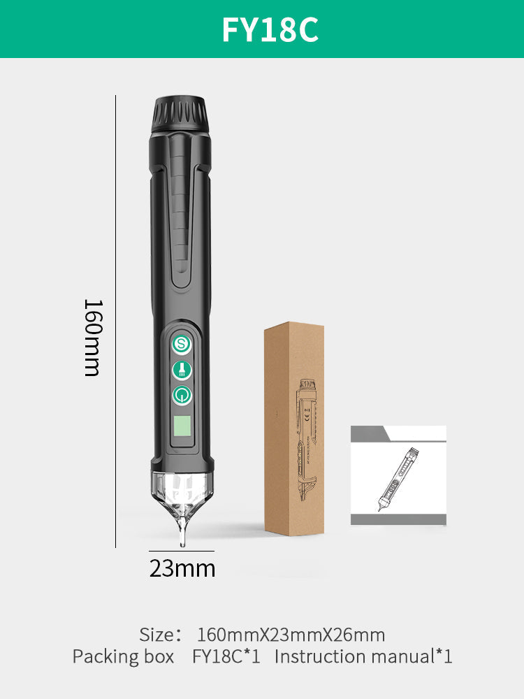 Belro non-contact voltage tester showing a hand holding the electronic device with indicator lights for detecting live wires.
