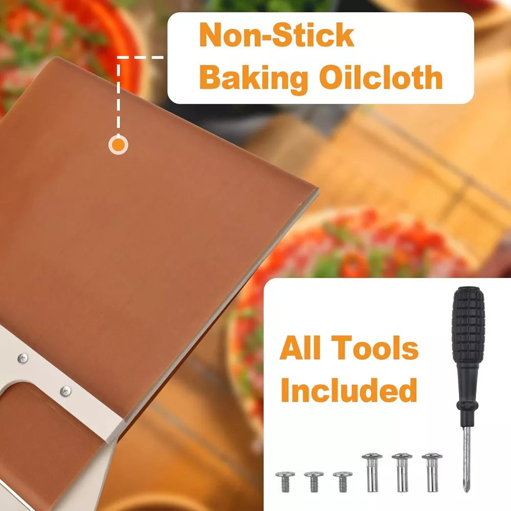 Belro sliding pizza peel with non-stick surface and handle for easy transfer and serving pizza in kitchen and dining settings.