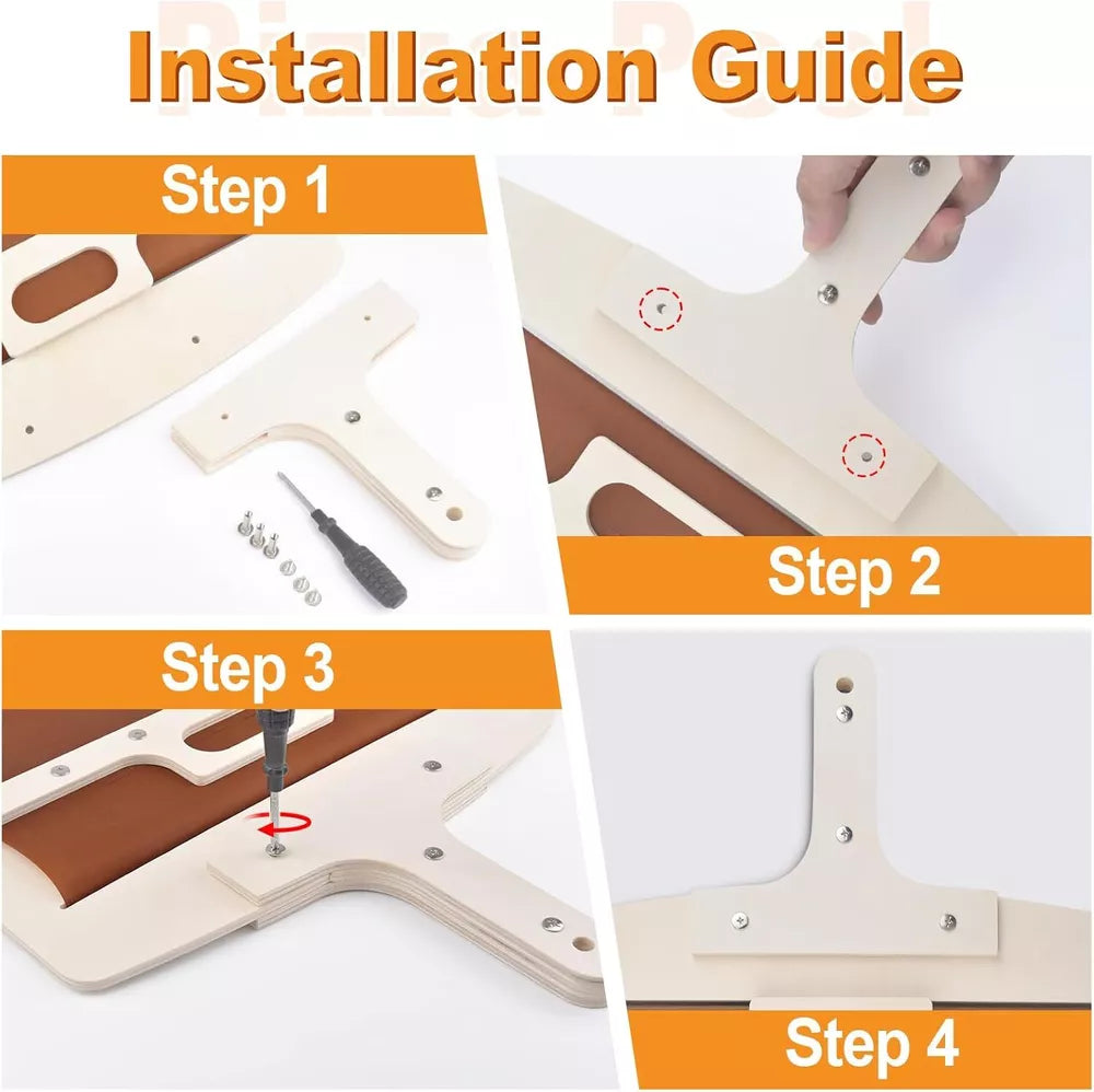 Belro sliding pizza peel with non-stick surface and handle, designed for easy transfer and serving of homemade pizzas.