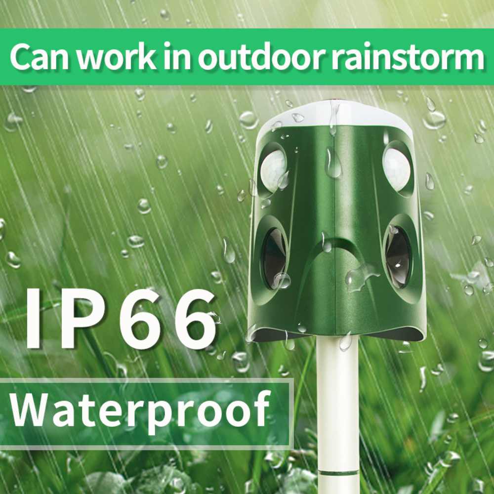 Belro 360° Animal Repellent Deterrent 3 in 1 for outdoor pest control, showing the device in a garden setting