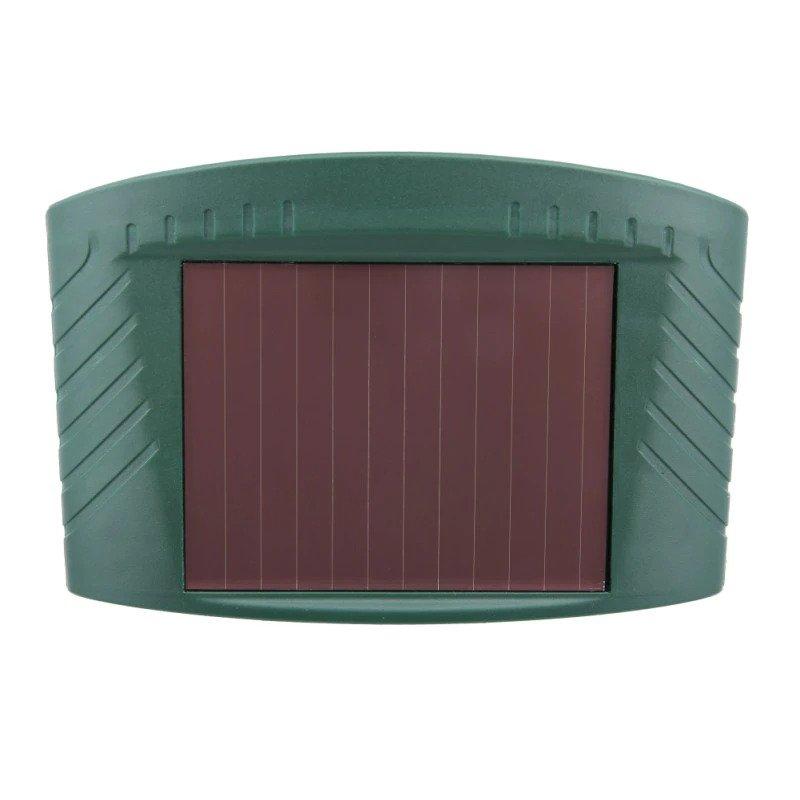 Belro ultrasonic rabbit repeller with solar power and flashing light, designed to keep rabbits away from yard and garden.
