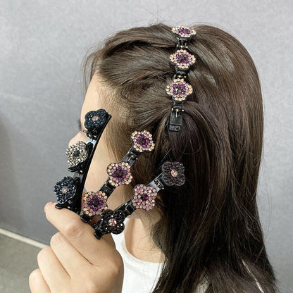 Belro sparkling crystal stone braided hair clips, elegant hair accessories with shiny crystal embellishments and braided design.