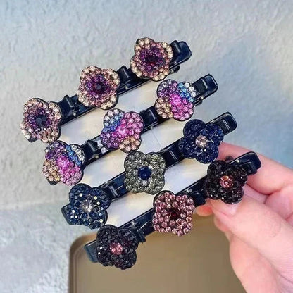 Belro sparkling crystal stone braided hair clips, elegant hair accessories with shimmering crystals and intricate braid design.