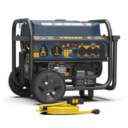 Casavibeo Firman 11600W tri-fuel portable generator with control panel and fuel outlets, ready for outdoor power needs.