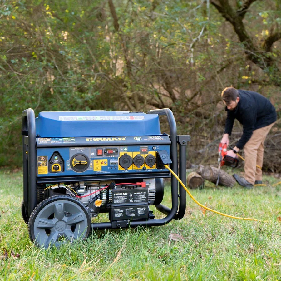 Casavibeo Firman 11600W tri-fuel portable generator with control panel and fuel ports, ready for backup power or outdoor use.
