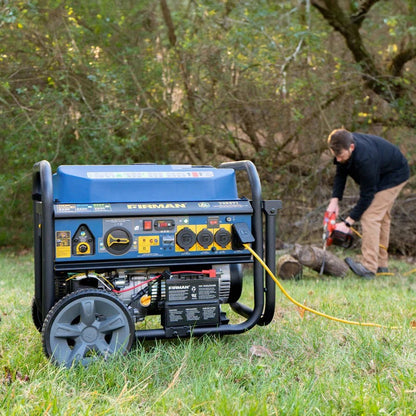 Casavibeo Firman 11600W tri-fuel portable generator with control panel and fuel ports, ready for backup power or outdoor use.