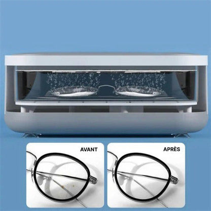 Belro portable ultrasonic jewelry cleaner with stainless steel tank, compact design, and digital controls for effective cleaning.