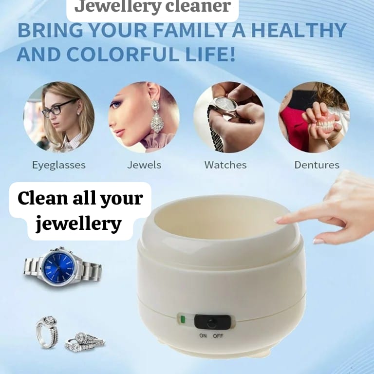 Belro jewelry cleaner accessory with cleaning solution and brush for sparkling jewelry cleaning and maintenance.