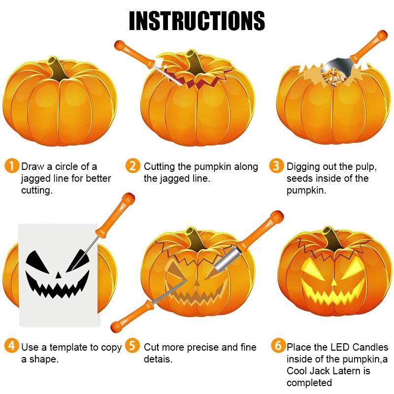 Belro pumpkin cutting set with stainless steel tools for automotive use, featuring precision blades and ergonomic handles.