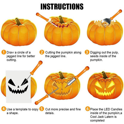Belro pumpkin cutting set with stainless steel tools for automotive use, featuring precision blades and ergonomic handles.