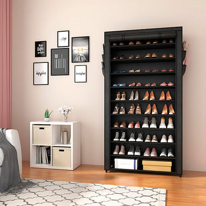 Belro space-saving shoe rack for footwear organization, showing multiple shelves with neatly arranged shoes.