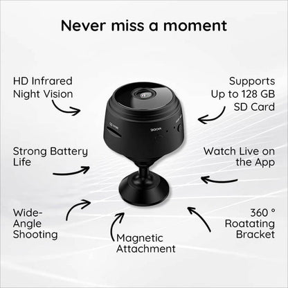 Belro Mini WiFi Camera with HD 1080P video, night vision, compact design, suitable for home security or surveillance.