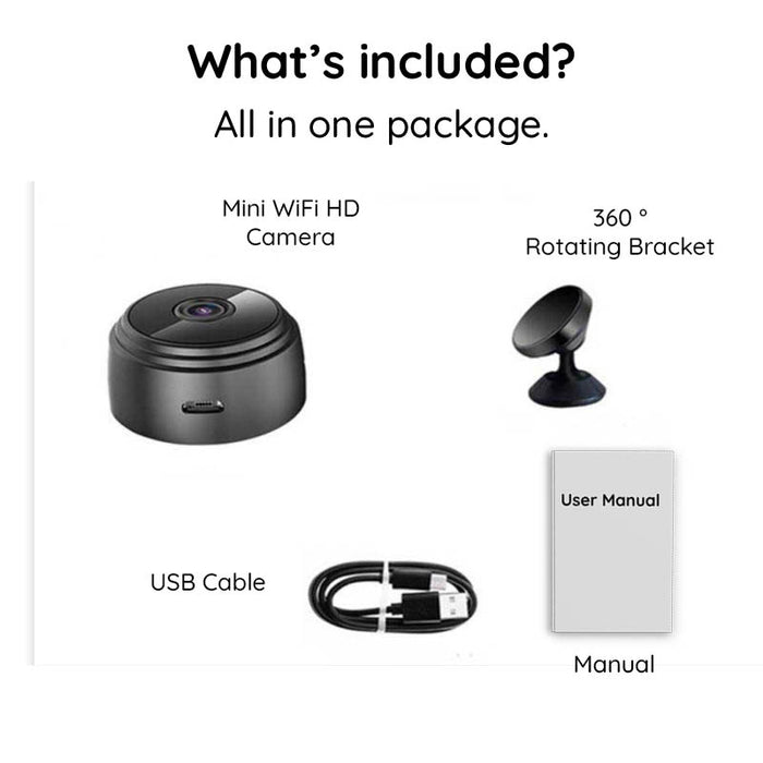 Belro Mini WiFi Camera with HD 1080P resolution and night vision, compact electronic camcorder on a white background.