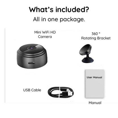 Belro Mini WiFi Camera with HD 1080P resolution and night vision, compact electronic camcorder on a white background.