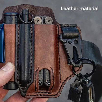 Belro tactical multi-tool leather belt bag with multiple compartments, durable design, ideal for carrying tools and essentials.