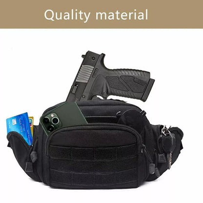Belro tactical waist pack with concealed carry holster, black fanny pack designed for discreet pistol storage and easy access.