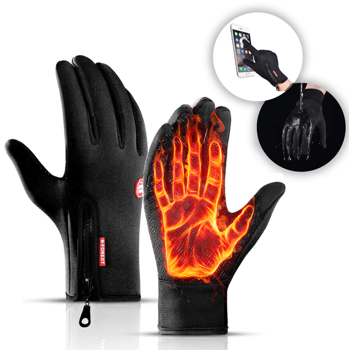 Belro unisex thermal gloves with touch screen fingertips, windproof and waterproof winter gloves for cold weather protection.