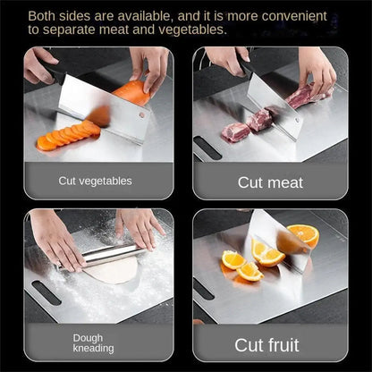 Belro titanium kitchen chopping board, stainless steel, antibacterial, mildew-proof, ideal for kneading dough and food prep.