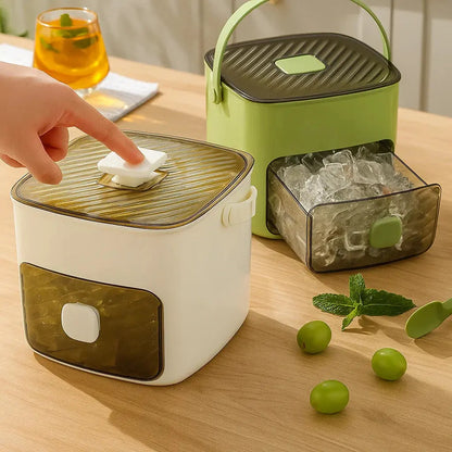 Mivoza large capacity ice cube tray with push function for easy, no-spill release of 48 ice cubes in a home kitchen setting.