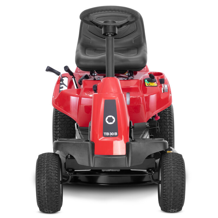Troy-Bilt TB30B 30-inch riding lawn mower with 10.5 HP Briggs & Stratton engine, shown on a lawn.