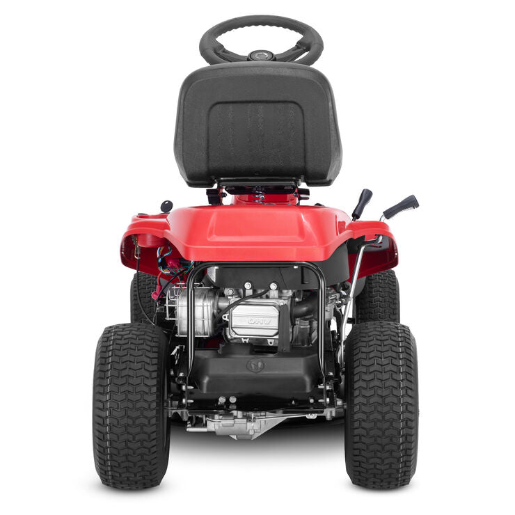 Troy-Bilt TB30B 30-inch riding lawn mower with 10.5 HP Briggs & Stratton gas engine, shown in a yard setting