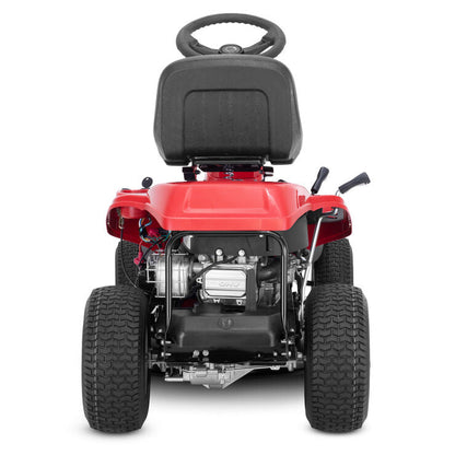 Troy-Bilt TB30B 30-inch riding lawn mower with 10.5 HP Briggs & Stratton gas engine, shown in a yard setting