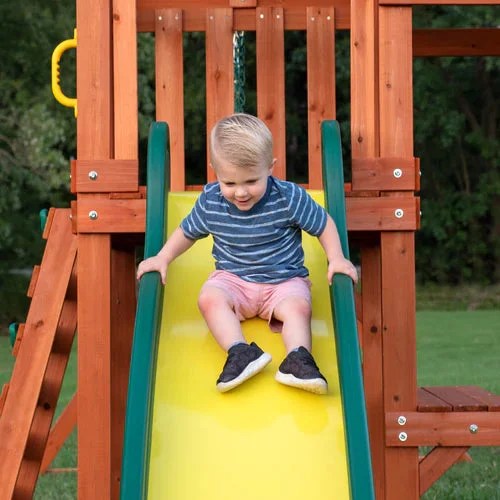 Casavibeo Tucson Swing Set with slide, climbing ladder, and swings, outdoor backyard play equipment for children.