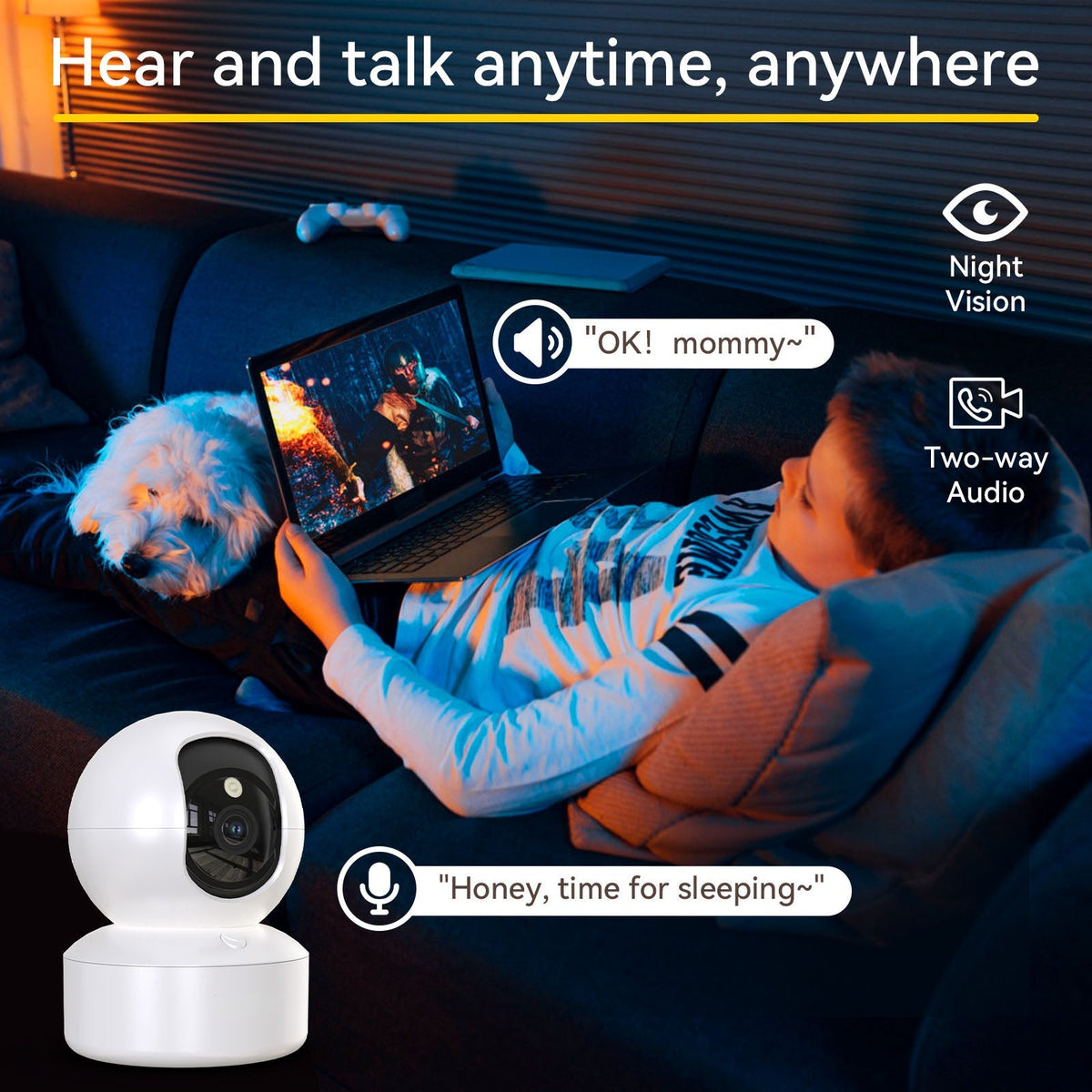 Belro indoor home security camera mounted on wall, capturing clear footage for surveillance and safety.