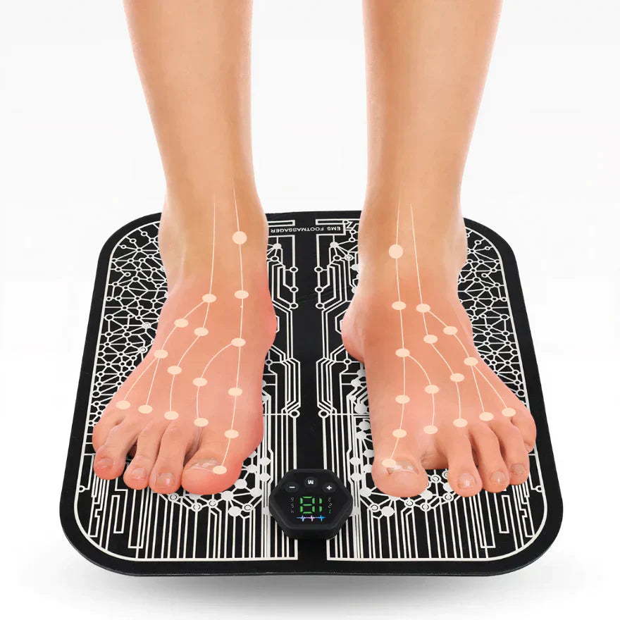 Belro rechargeable heated foot massager with control panel, designed for soothing foot relaxation and pain relief.