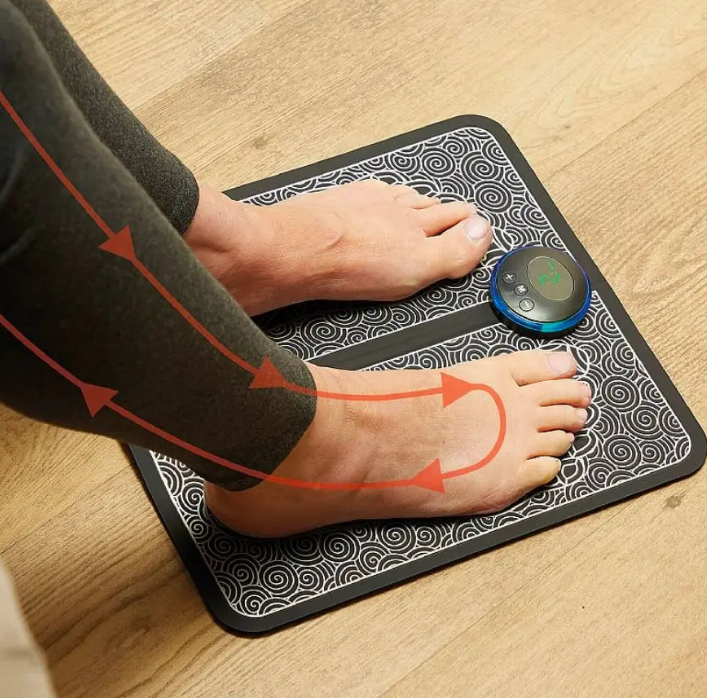Belro rechargeable heated foot massager with control panel, designed to soothe tired feet with warming and massaging features.