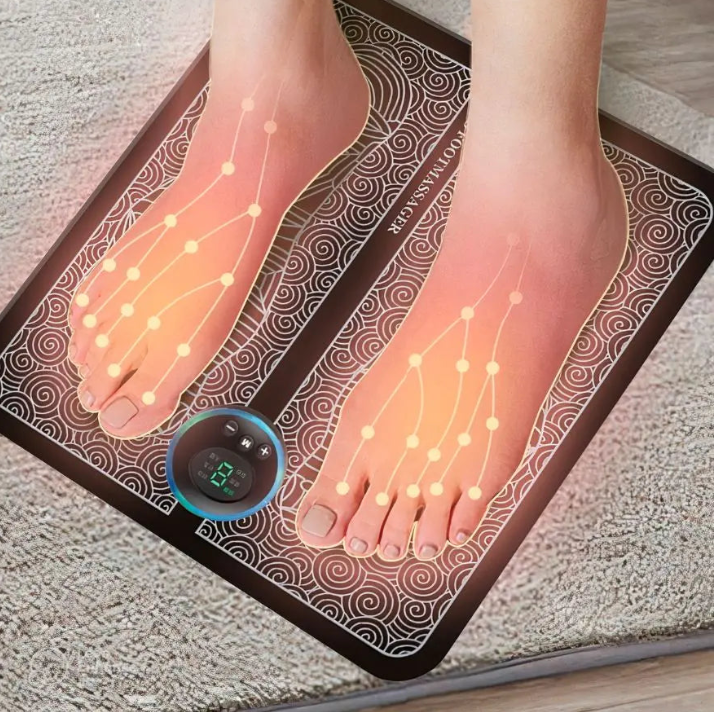 Belro rechargeable heated foot massager with digital controls and plush padding, designed for soothing foot relaxation.
