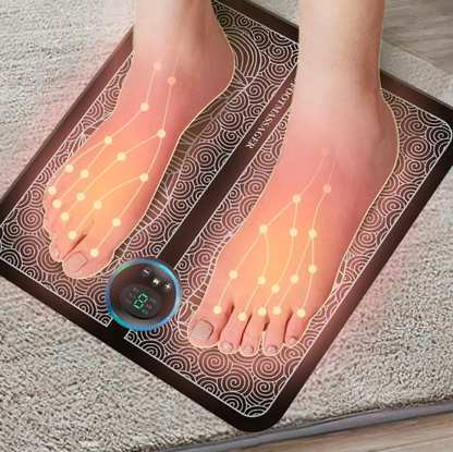 Belro rechargeable heated foot massager with digital controls and plush padding, designed for soothing foot relaxation.