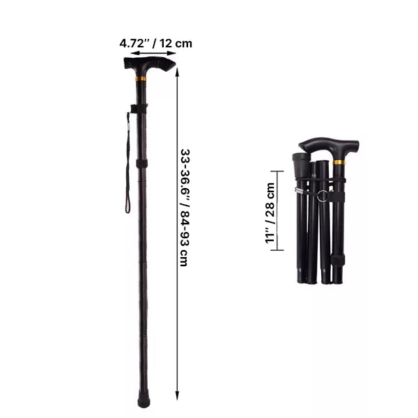 Belro foldable walking stick for health and mobility, featuring a compact design and ergonomic handle for easy use.