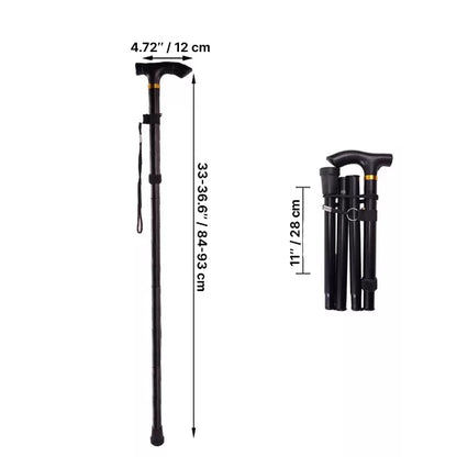 Belro foldable walking stick for health and mobility, featuring a compact design and ergonomic handle for easy use.