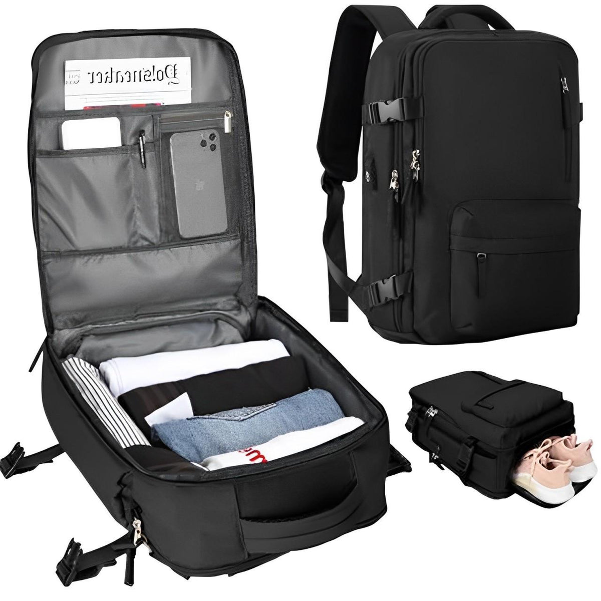 Belro women's travel backpack in durable fabric with multiple compartments, adjustable straps, and padded back support.