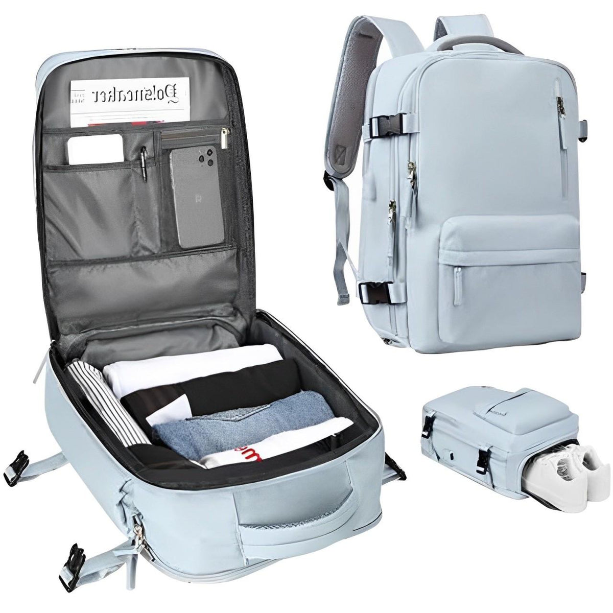 Belro women's travel backpack with multiple compartments, padded straps, and durable fabric for comfortable carrying.