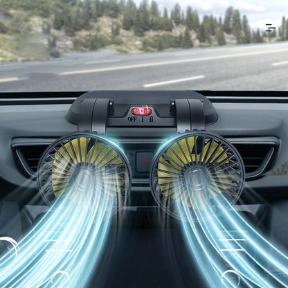 Belro cooling fan for cars, compact outdoor fan with blades and control switch, providing fresh air during travel.