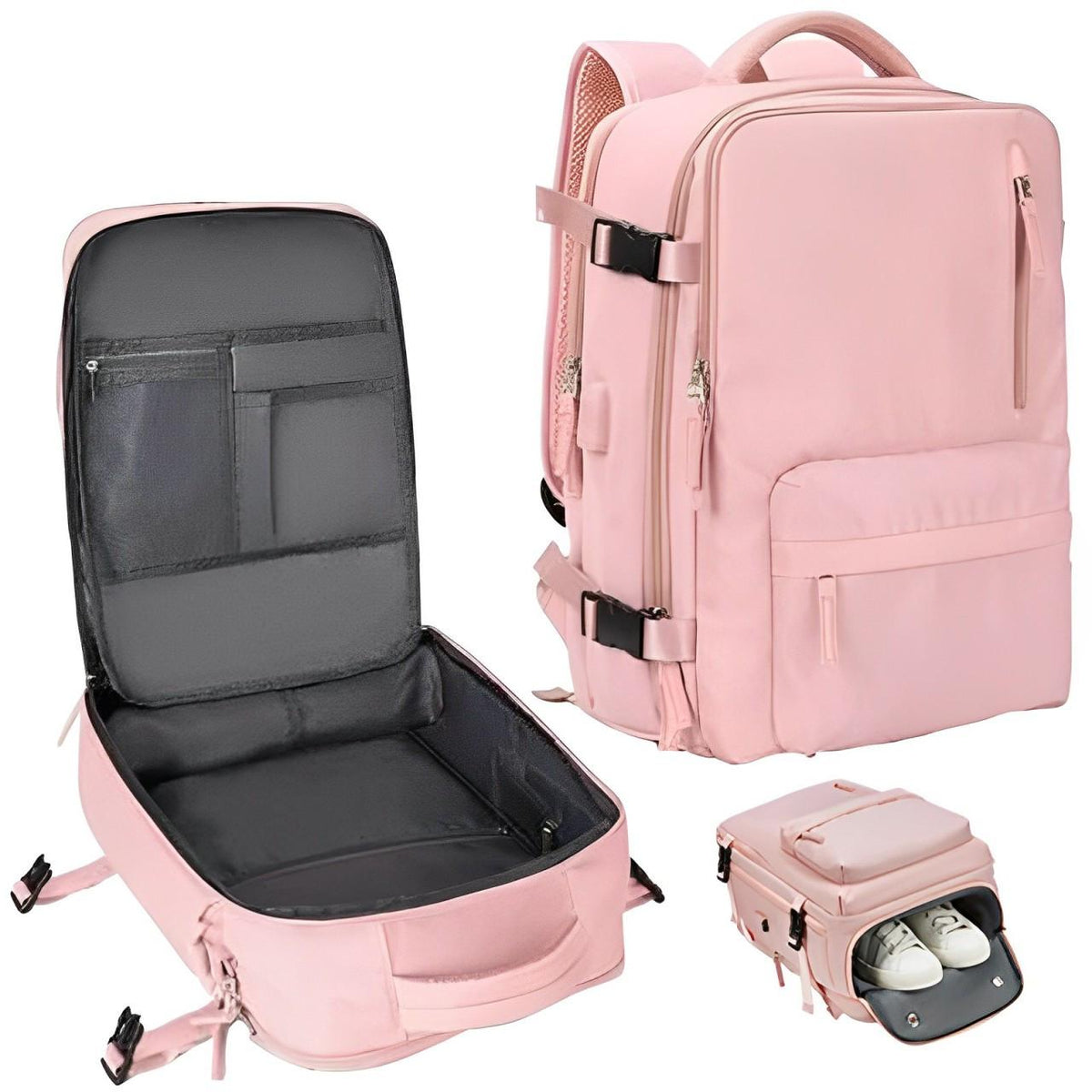 Belro women's travel backpack with multiple compartments and padded straps, ideal for convenient packing and comfortable carrying.
