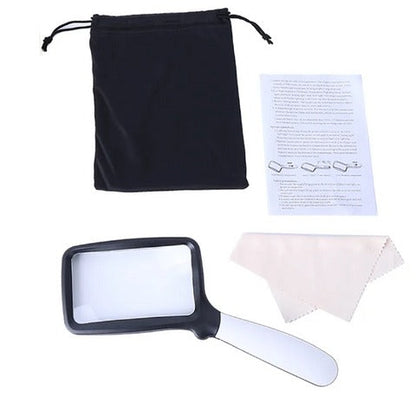 Belro reading magnifier with LED lighting, outdoor use, compact handheld design for clear, illuminated close-up viewing.