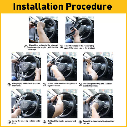 Universal carbon fiber steering wheel cover by Belro, featuring a segmented non-slip design for enhanced grip and style.