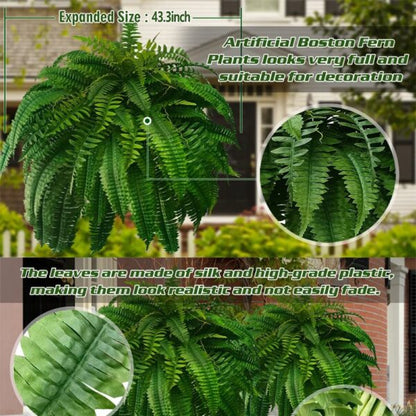 Realistic UV-resistant artificial Boston fern for home and garden decor by Belro, lush green foliage perfect for indoor or outdoor use.
