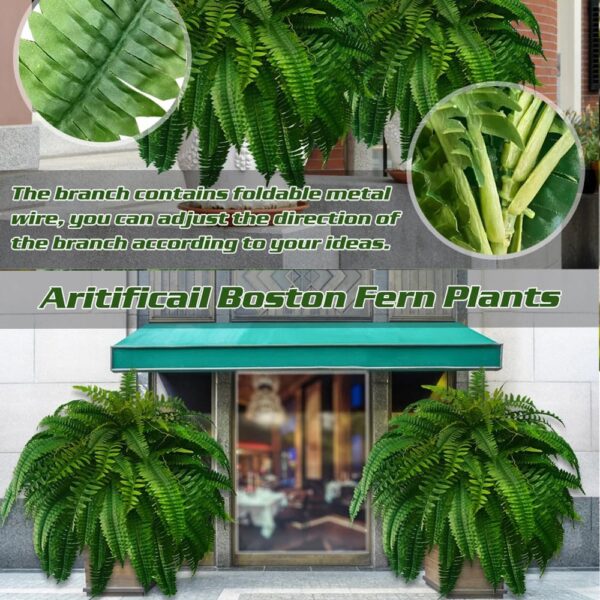 Belro UV resistant artificial Boston fern for home and garden decor, featuring lifelike green foliage and realistic fern fronds